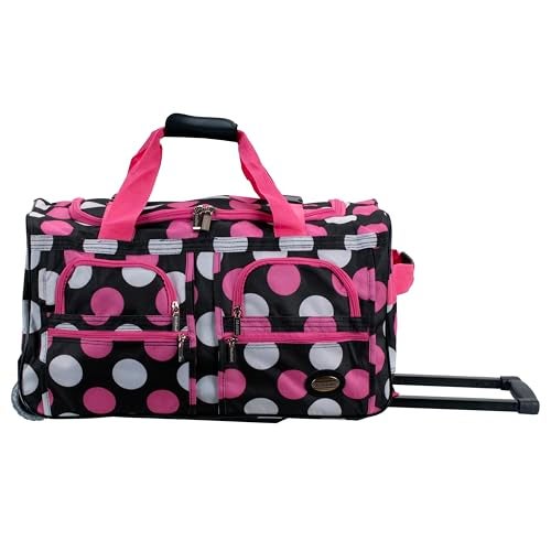 Rockland Rolling Duffel Bag, New Multi Pink Dot, 22" - Image 1