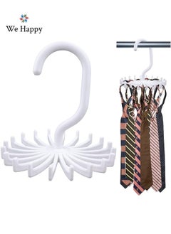 We Happy Pack of 4 Tie Holder Belt Hanger with Rotating 20 Hooks Durable Scarf and Accessories Organizer White Black Combo  - Image 3