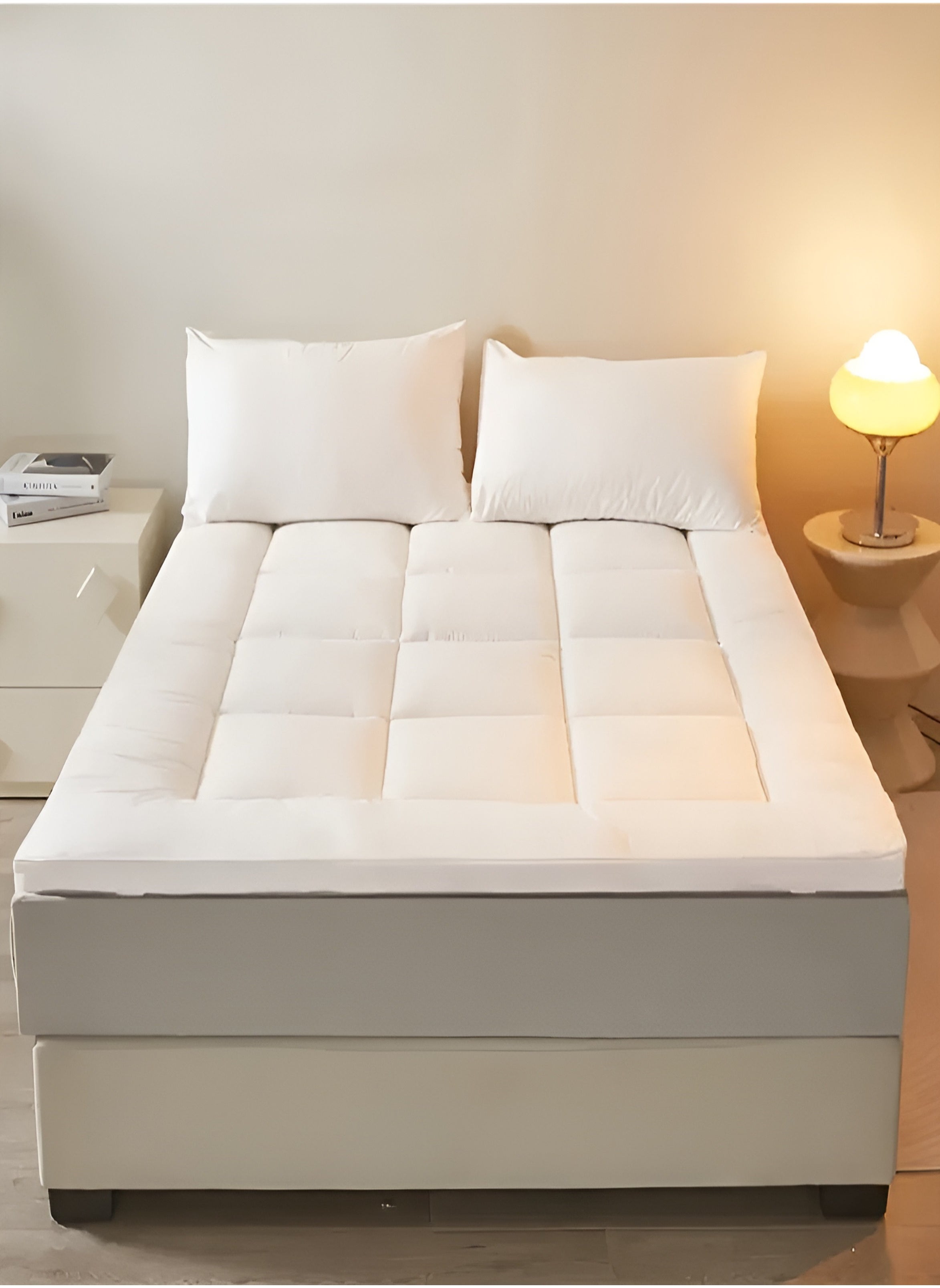 MAXQON Mattress Topper 6CM Thickness  Quilted Microfiber 600gsm, King/Queen/Double/Single Sizes, Color White 