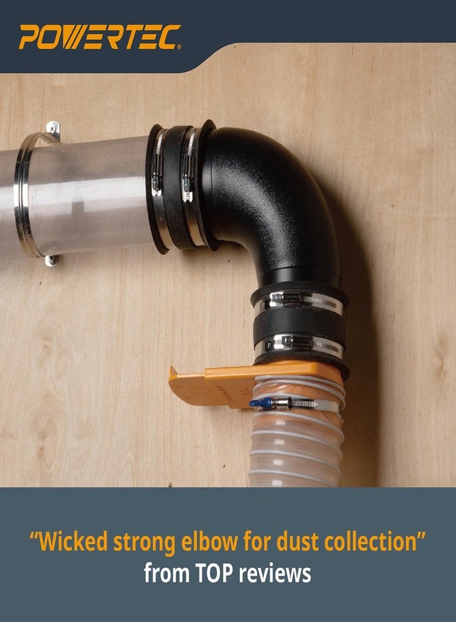 باورتيك موصل مجمع الغبار بزاوية قائمة من بلاستيك ABS من POWERTEC 70105-P2 مقاس 4 بوصات بزاوية 90 درجة - Image 2