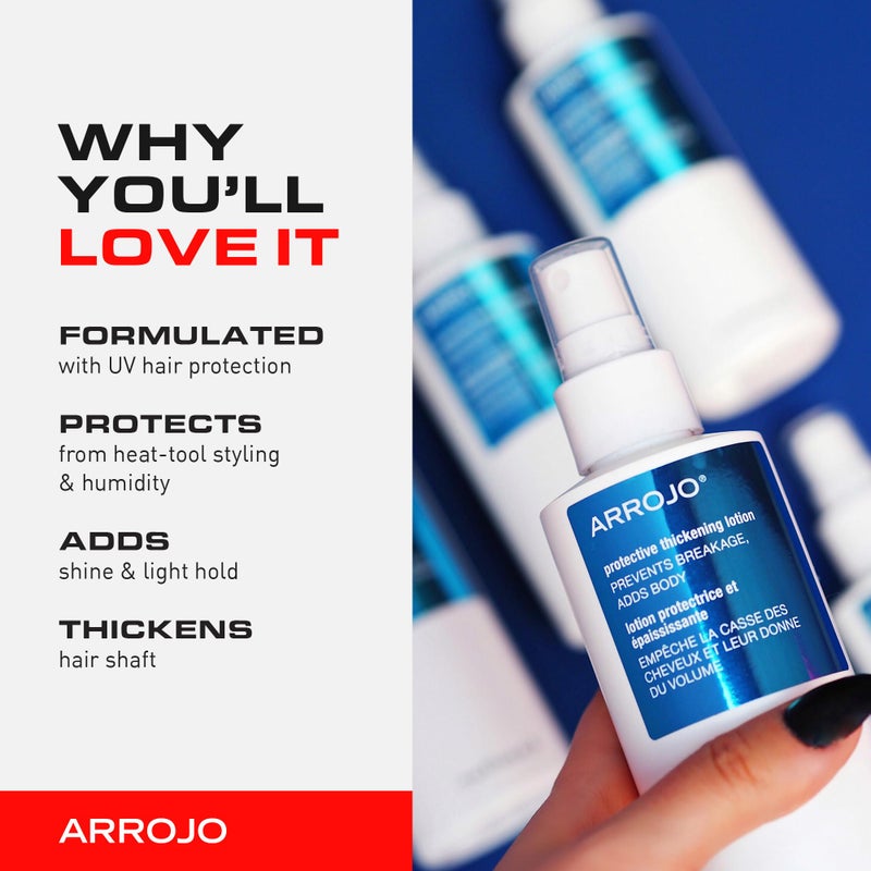 Arrojo Protective Thickening Lotion â€“ Heat Protectant & Blow Dry Spray for All Hair Types â€“ Sulfate & Paraben-Free, Anti Frizz & UV Protection, 6 fl. oz. - Image 3