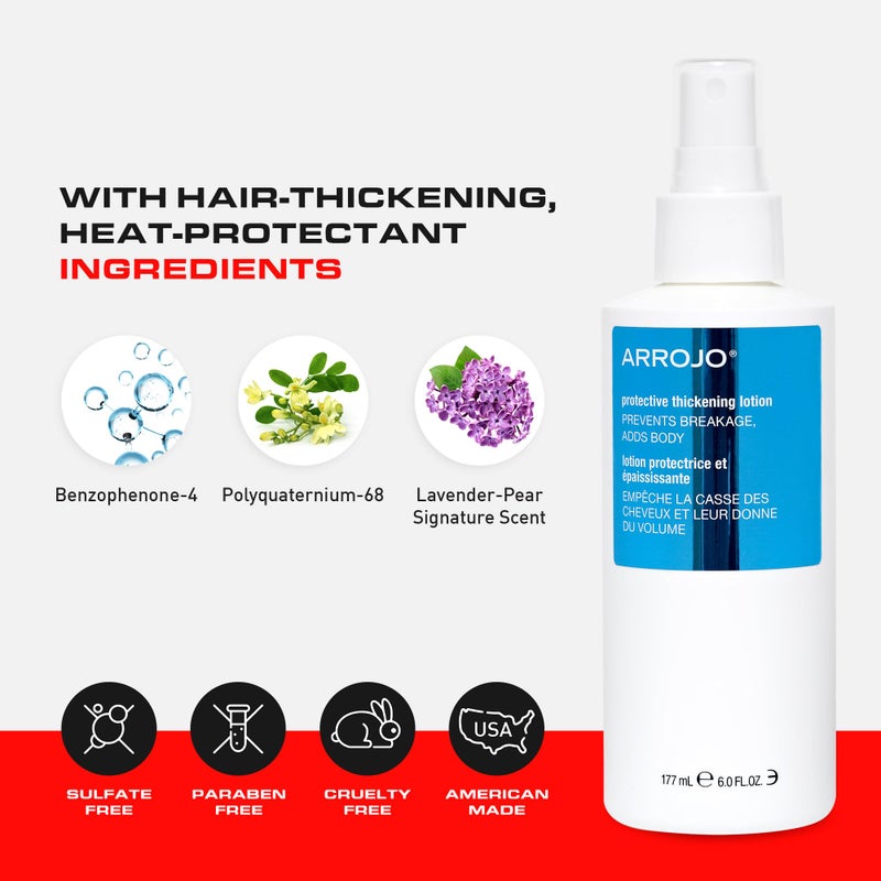 Arrojo Protective Thickening Lotion â€“ Heat Protectant & Blow Dry Spray for All Hair Types â€“ Sulfate & Paraben-Free, Anti Frizz & UV Protection, 6 fl. oz. - Image 4