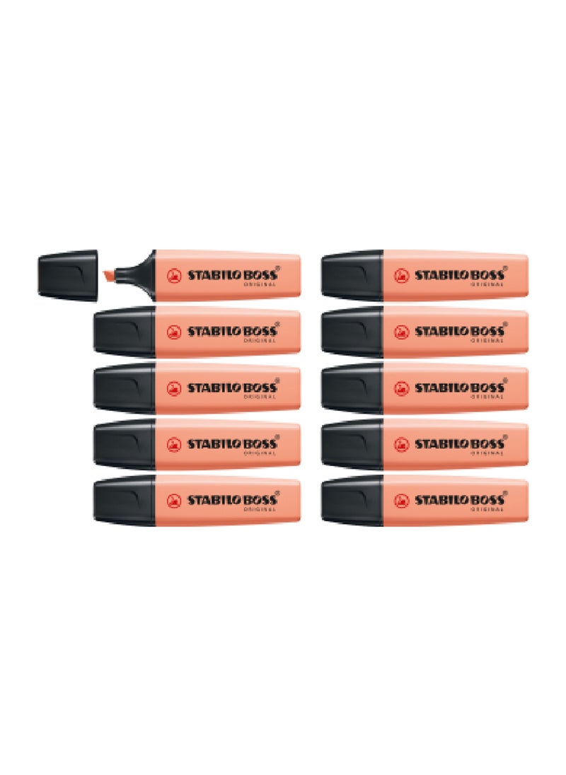 STABILO Boss Original Highlighter in Pastel Peach Color , for Journal Planner , Marking Dictionary, Note Taking , Pack of 10 Pens  - Image 3