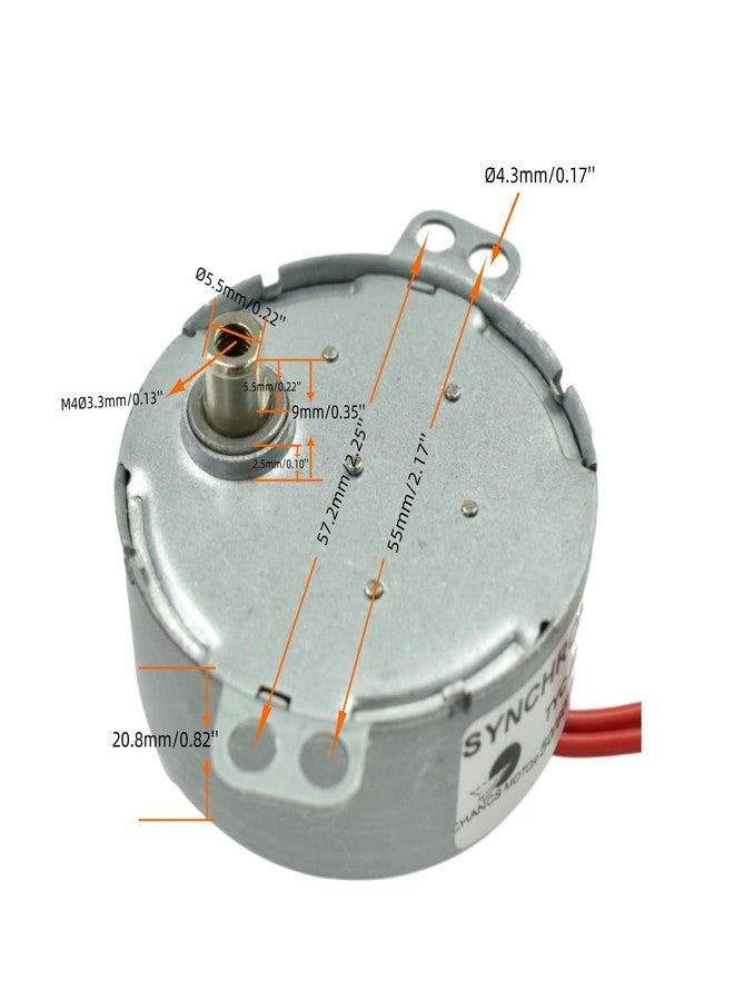 CHANCS TYC-50 Synchronous Motor 12V AC 5-6RPM Flush Shaft 5.5mm CW/CCW 4W Gear Motor - Image 2