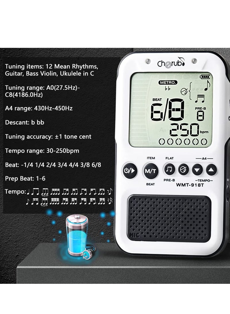 SOLARAE Electronic Digital Metronom with USB Cable, Universal Digital Metronome, Metronome with Timer, Volume Adjustable, Suitable for Piano, Guitar, Flute, Violin (White) - Image 2