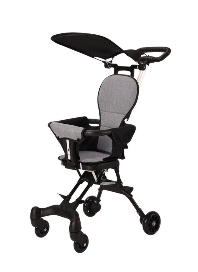 XiuWoo - One - Click Folding And Llightweight Two Way Push Baby Stroller with Shed -Black - Image 1