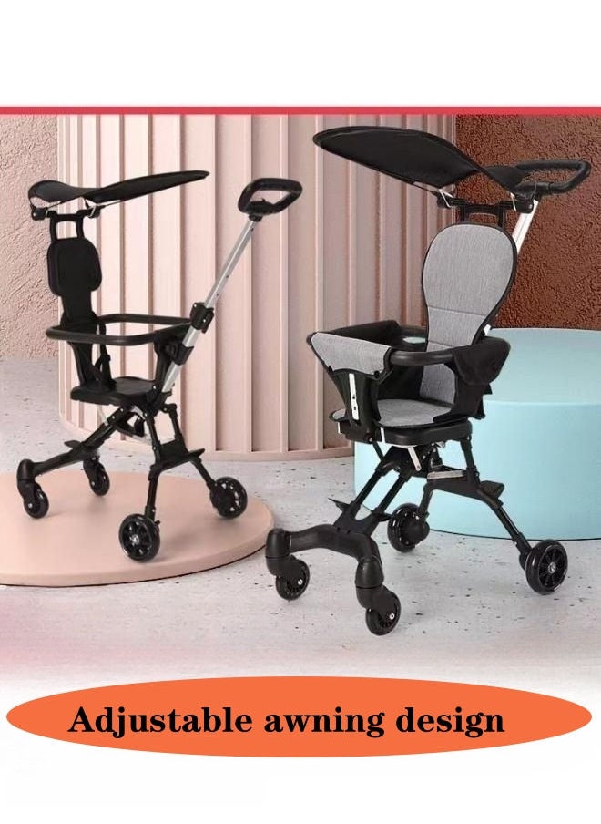 XiuWoo - One - Click Folding And Llightweight Two Way Push Baby Stroller with Shed -Black - Image 1