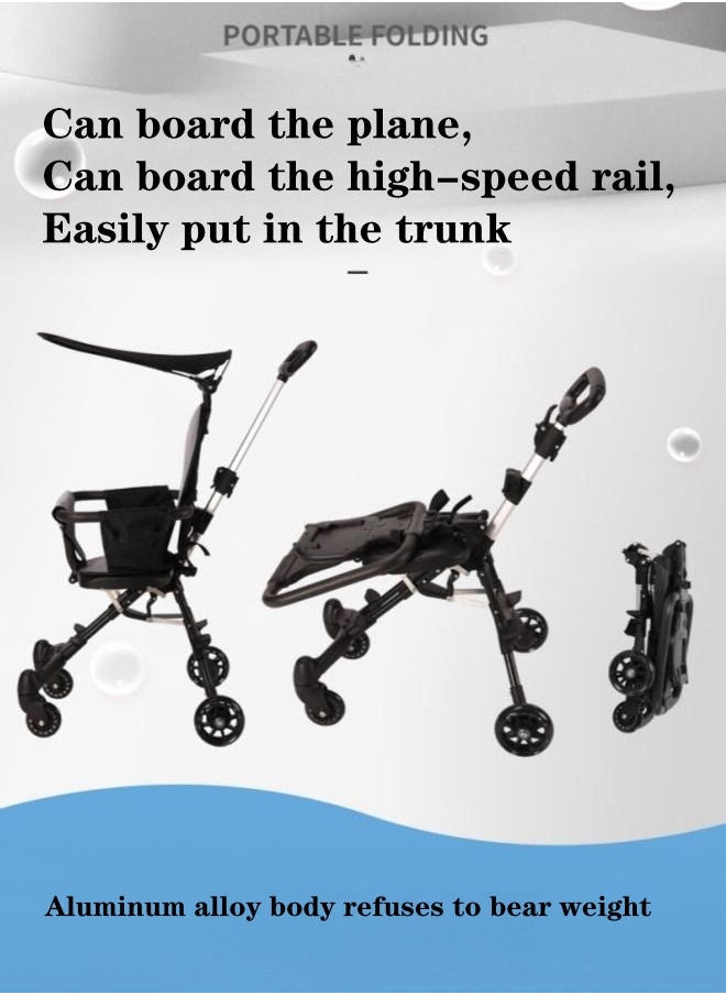 XiuWoo - One - Click Folding And Llightweight Two Way Push Baby Stroller with Shed -Black - Image 1