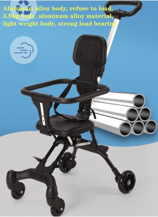 XiuWoo - One - Click Folding And Llightweight Two Way Push Baby Stroller with Shed -Black - Image 1