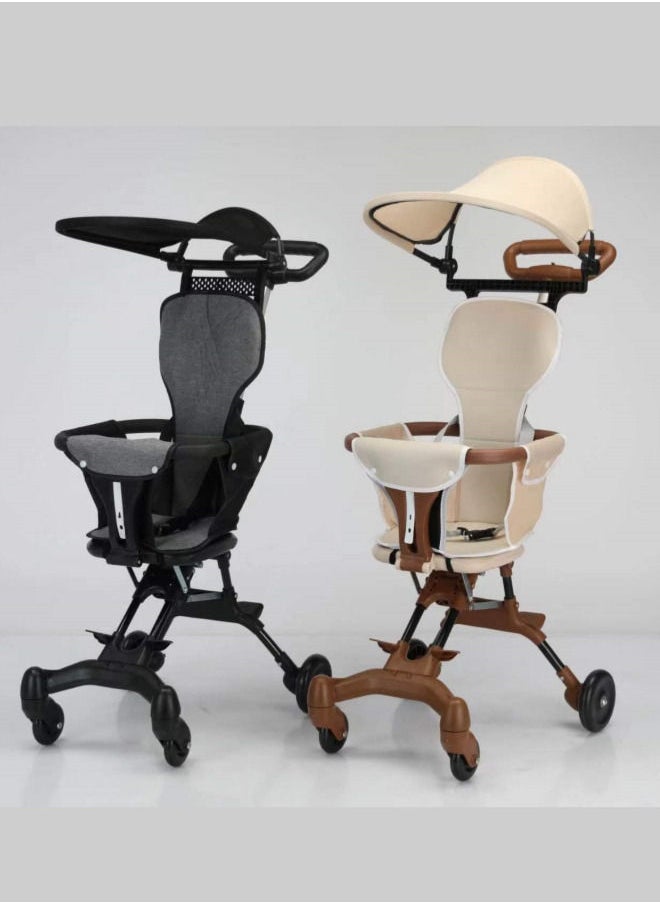 XiuWoo - One - Click Folding And Llightweight Two Way Push Baby Stroller with Shed -Black - Image 1
