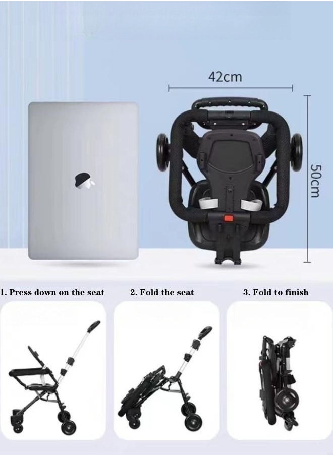 XiuWoo - One - Click Folding And Llightweight Two Way Push Baby Stroller with Shed -Black - Image 1