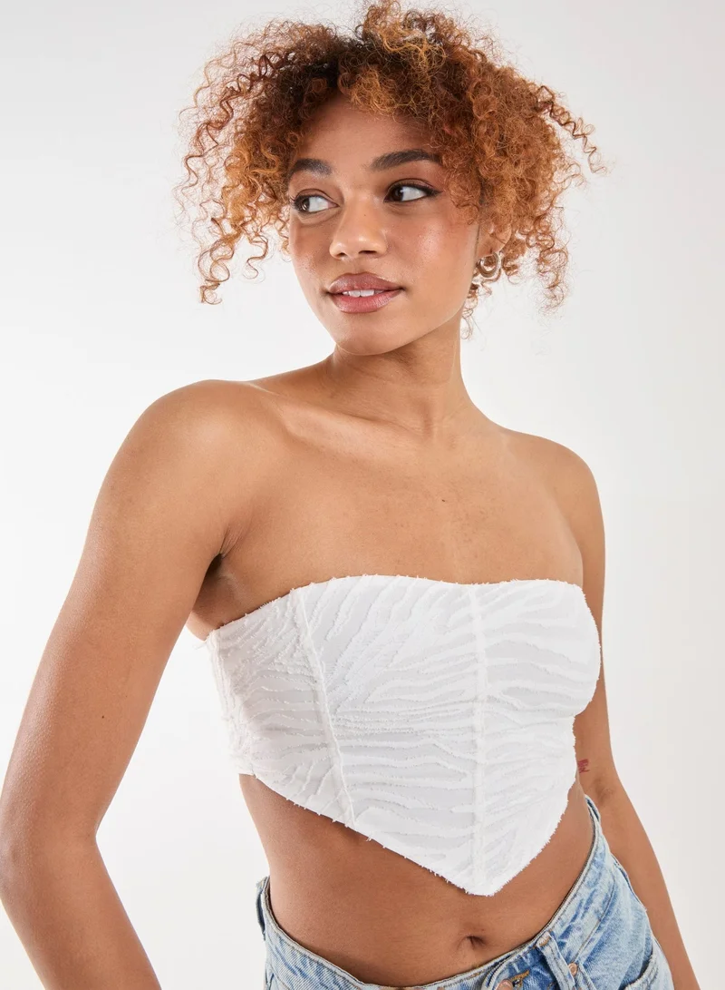 Pink Vanilla Tiger Print Textured Corset Top