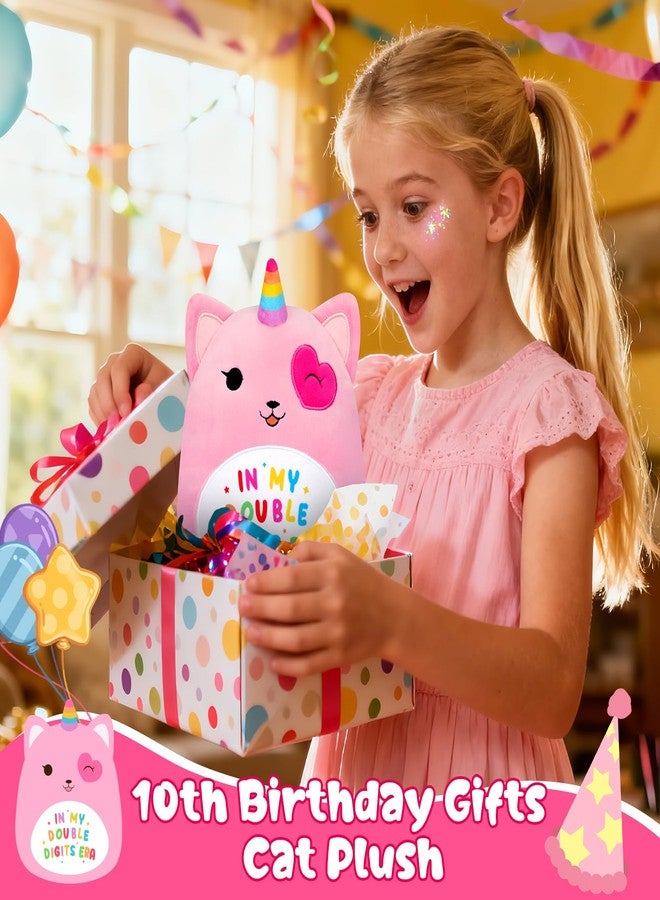 LSYDCARM 10 Year Old Girl Birthday Gifts, 8 Inch Unicorn Cat Plush 10th Birthday Gifts for Girls, in My Double Digits Era Kawaii Cat Stuffed Animals with Unicorn Plushie Pillow - Image 2