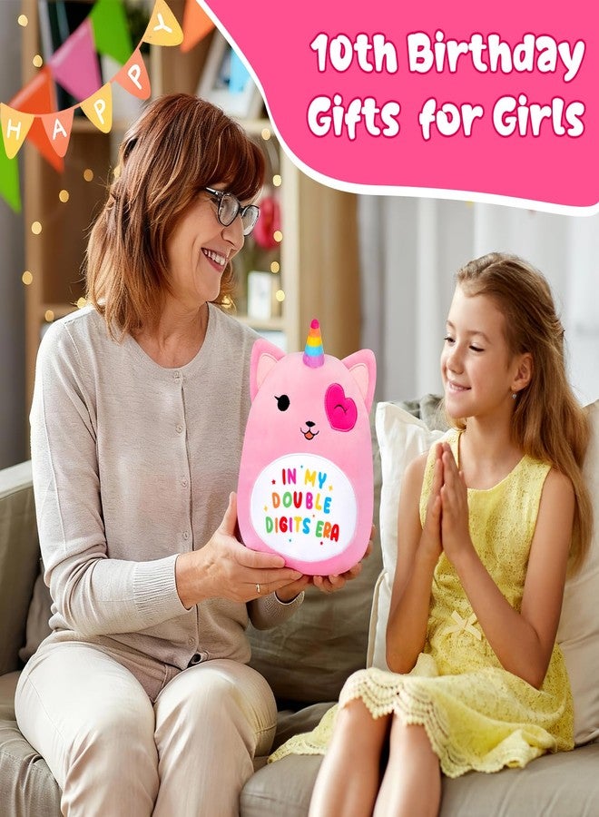LSYDCARM 10 Year Old Girl Birthday Gifts, 8 Inch Unicorn Cat Plush 10th Birthday Gifts for Girls, in My Double Digits Era Kawaii Cat Stuffed Animals with Unicorn Plushie Pillow - Image 3