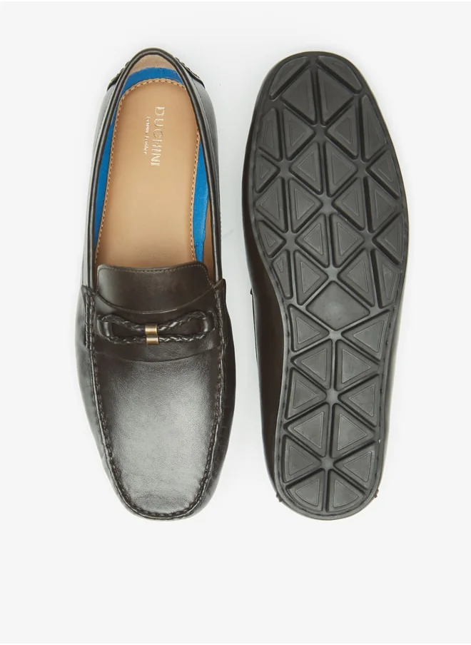 DUCHINI Men's Solid Slip-On Moccasins