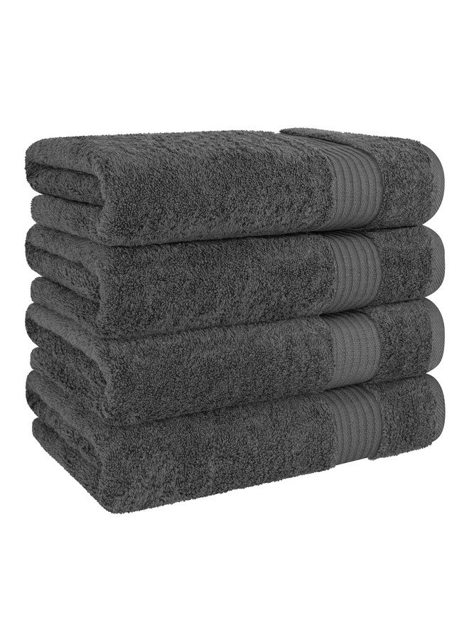 Cotton Paradise Hotel & Spa Quality 100% Turkish Genuine Cotton, Absorbent & Soft Decorative Luxury 4-Piece Bath Towel Set by United Home Textile, Grey  - Image 5