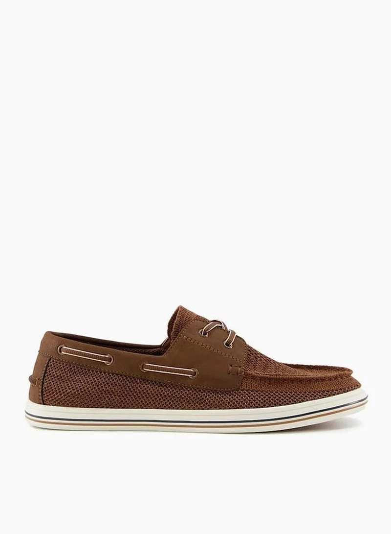 ديون لندن Burnner Round Toe Slip On Knitted Boat Shoes