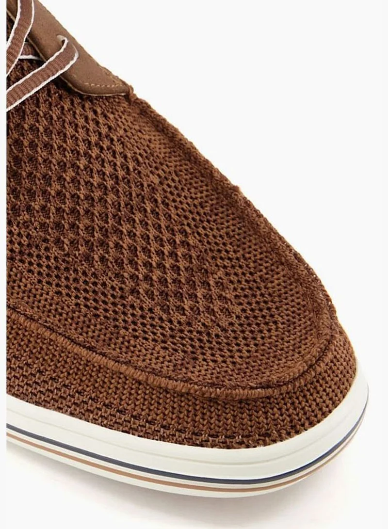 ديون لندن Burnner Round Toe Slip On Knitted Boat Shoes