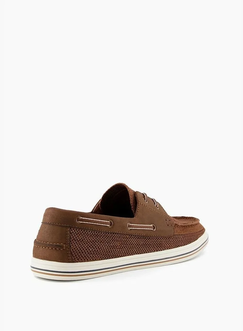 ديون لندن Burnner Round Toe Slip On Knitted Boat Shoes