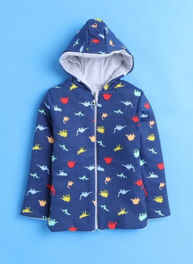 BUMZEE Grey Melange & Navy Baby Boys Full Sleeves Cotton Reversible Padded Jacket Age - 6-12 Months (Peb9957C-gry.nbl) - Image 3