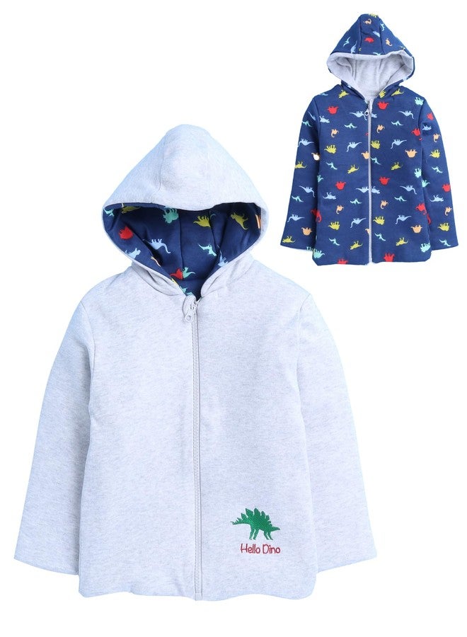 BUMZEE Grey Melange & Navy Baby Boys Full Sleeves Cotton Reversible Padded Jacket Age - 6-12 Months (Peb9957C-gry.nbl) - Image 1