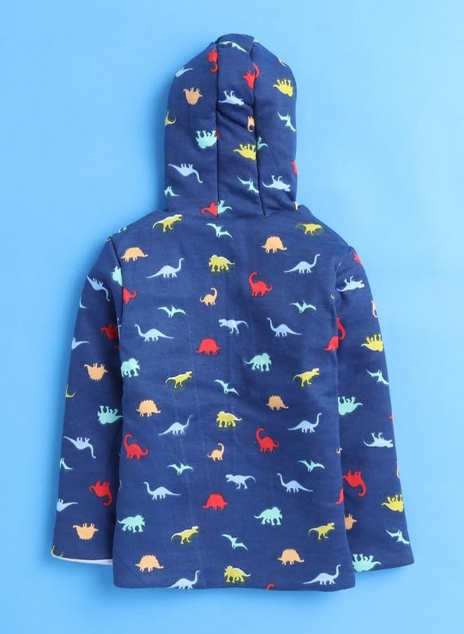 BUMZEE Grey Melange & Navy Baby Boys Full Sleeves Cotton Reversible Padded Jacket Age - 6-12 Months (Peb9957C-gry.nbl) - Image 4