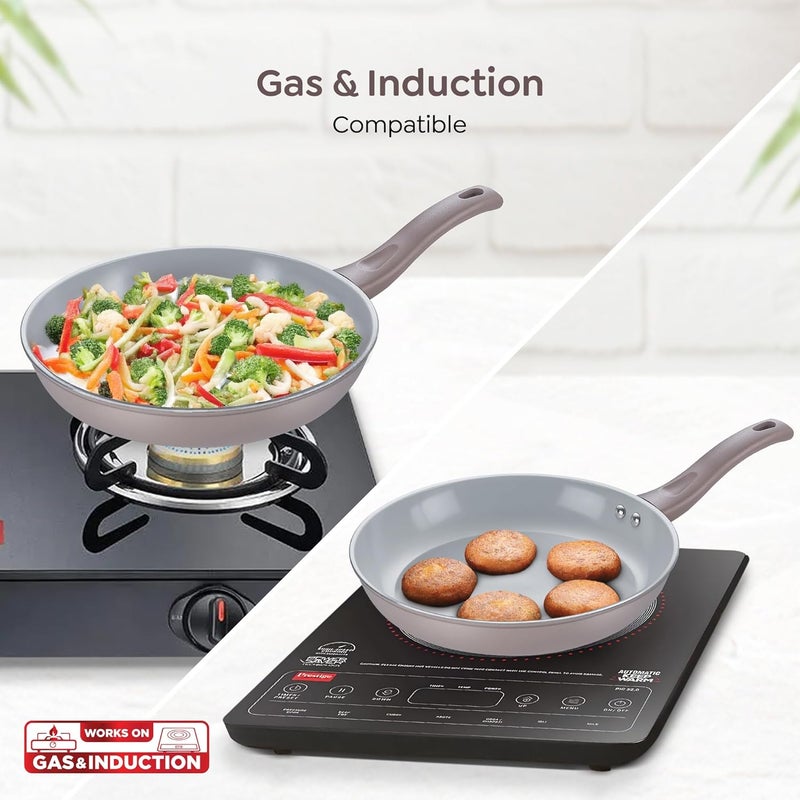 Prestige Ceraglide Duo Frypan 20Cm/1L Non-Stick Ceramic Coating|Works On Gas & Induction|High Heating|Cool Touch Handle|Grey - Image 4