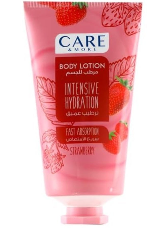Care & More Strawberry Body Lotion – Intensive Hydrating Hand & Body Cream, 150ml Bottle - Image 1