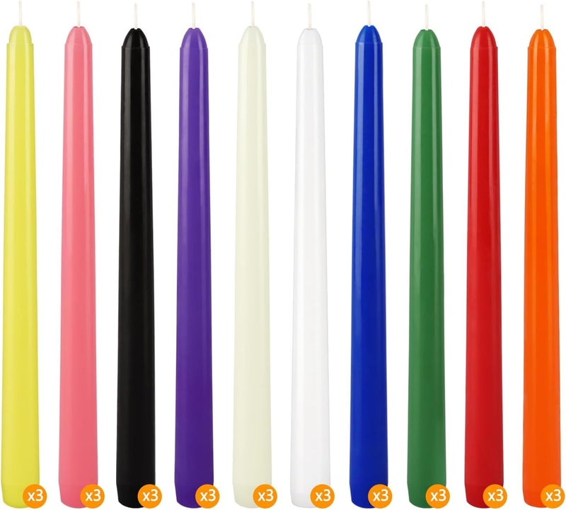 Grcdoyvl 30-Pack 10-Color Taper Candles - 10 Inch Dripless & 10-Hour Burn｜Wedding/Birthday/Home Decor with Premium Wax - Image 4