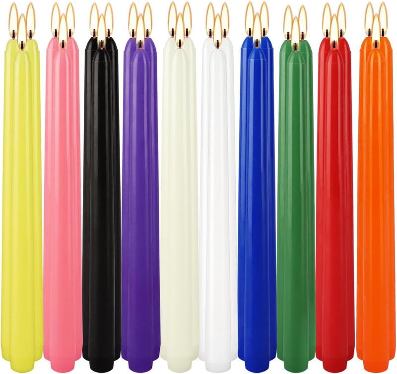 Grcdoyvl 30-Pack 10-Color Taper Candles - 10 Inch Dripless & 10-Hour Burn｜Wedding/Birthday/Home Decor with Premium Wax - Image 2
