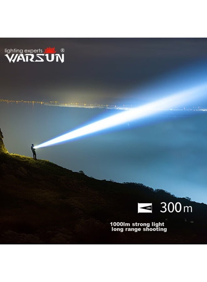 Warsunz26 High-intensity Flashlight With Zoom, Long-range Outdoor Searchlight, Laser, Ultra-bright, Rechargeable, Portable, Outdoor Lighting, Emergency - Image 4