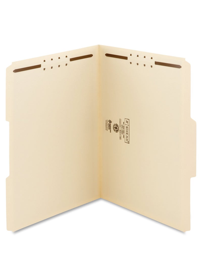 Smead Smead Fastener File Folder, 2 Fasteners, Reinforced 1/3-Cut Tab, Letter Size, Manila, 12 per Pack (11537)  - Image 2