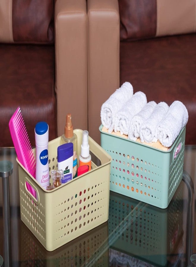 Moxstar Plastic Storage Basket,Strong Plastic Material & Side Handle multi Use Colourful - 3 Pcs - Image 5