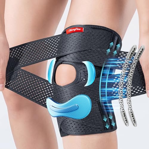 changenow Upgraded Medical-Grade Knee Brace for Women and Men,[Ultra Breathable & V-Straps] Knee Support with Side Stabilizers,for Meniscus Tear,Knee Pain,Arthritis,MCL,ACL Injuries-Knee Wrap(Large) - Image 1