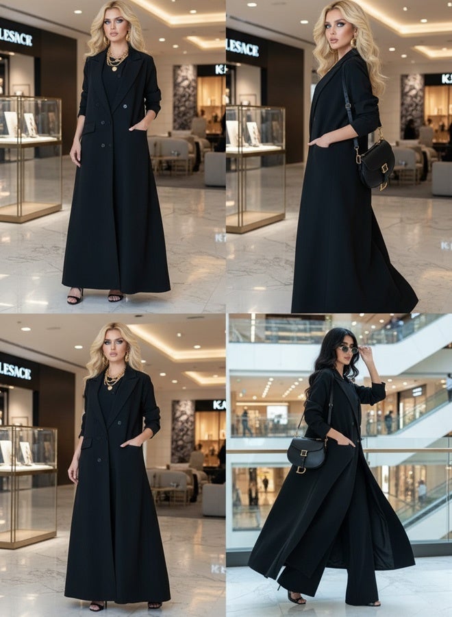 Summer Women's Casual Suit Simple design, breathable fabrics Lapel double row multi-button temperament trench coat - Image 5