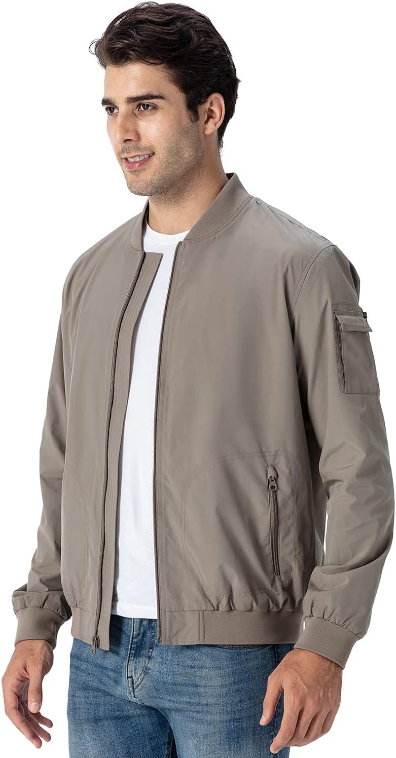 Gopune Men's Windproof Bomber Jacket Lightweight Windbreaker Outdoor Golf Fashion Coat - Image 3