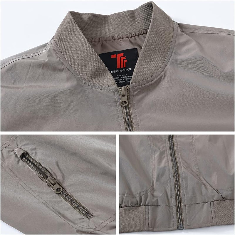Gopune Men's Windproof Bomber Jacket Lightweight Windbreaker Outdoor Golf Fashion Coat - Image 5