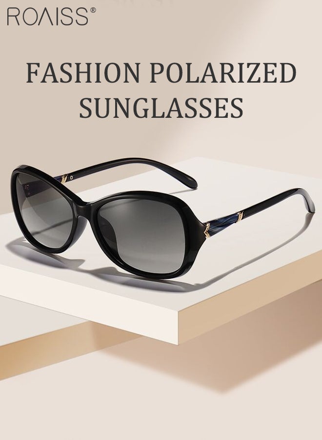 رويس نظارة شمسية مستقطبة على شكل فراشة للنساء، نظارة الشمس الواقية من الأشعة فوق البنفسجية 400 مع زخرفة أحجار جميلة، ظلال شمس مضادة للوهج عصرية أنيقة للنساء مع حافظة النظارة، 59 مم - Image 3