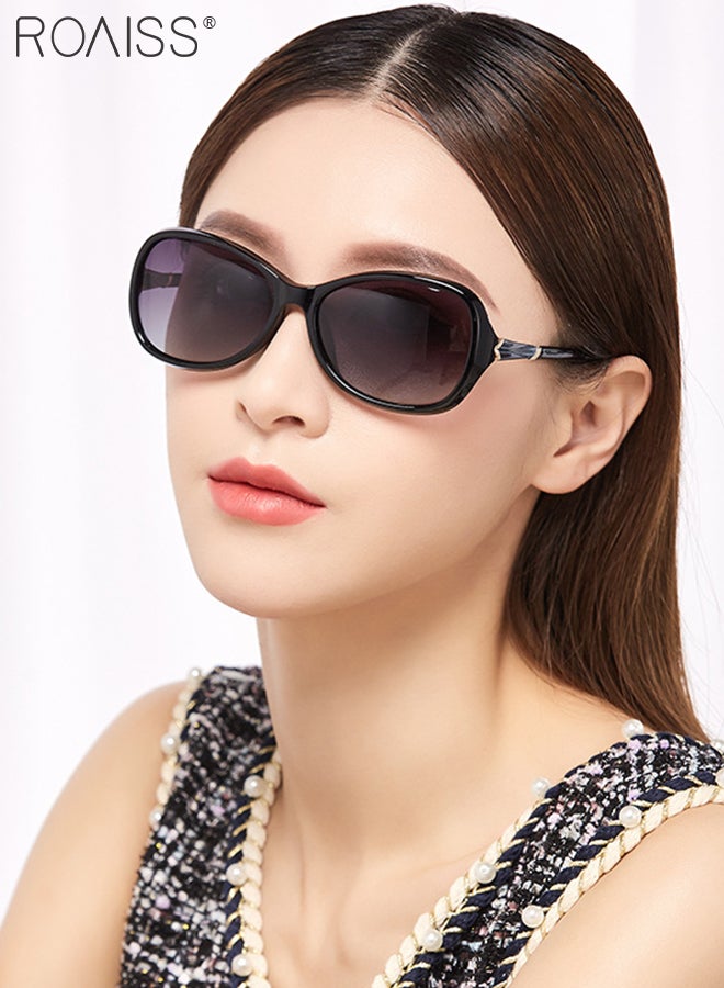 رويس نظارة شمسية مستقطبة على شكل فراشة للنساء، نظارة الشمس الواقية من الأشعة فوق البنفسجية 400 مع زخرفة أحجار جميلة، ظلال شمس مضادة للوهج عصرية أنيقة للنساء مع حافظة النظارة، 59 مم - Image 2