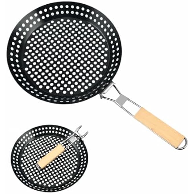 TERRIFI Bbq Folding Grill Pan Stainless Steel Barbecue Grilling Basket With Handle Large Portable Outdoor Bbq Rack For Fish Shrimp Vegetables And Camping Cookware - Image 1