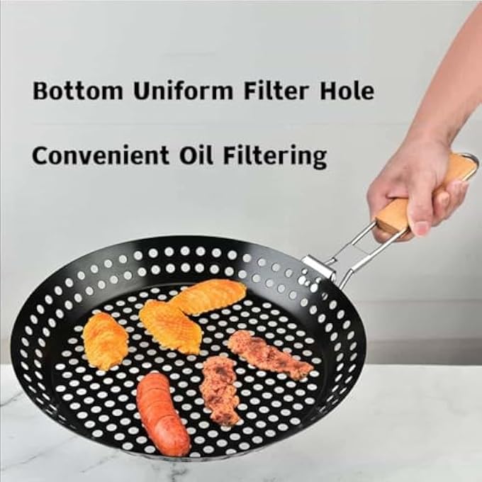 TERRIFI Bbq Folding Grill Pan Stainless Steel Barbecue Grilling Basket With Handle Large Portable Outdoor Bbq Rack For Fish Shrimp Vegetables And Camping Cookware - Image 4
