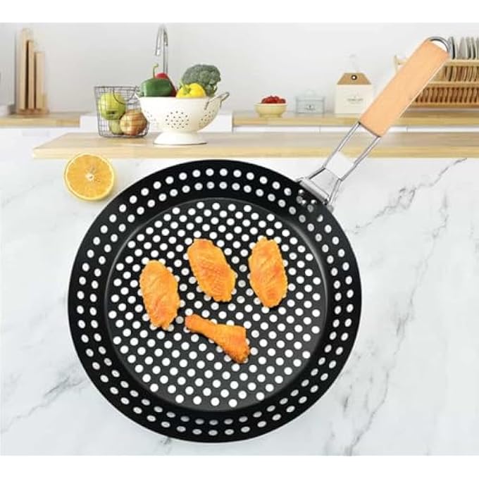 TERRIFI Bbq Folding Grill Pan Stainless Steel Barbecue Grilling Basket With Handle Large Portable Outdoor Bbq Rack For Fish Shrimp Vegetables And Camping Cookware - Image 3