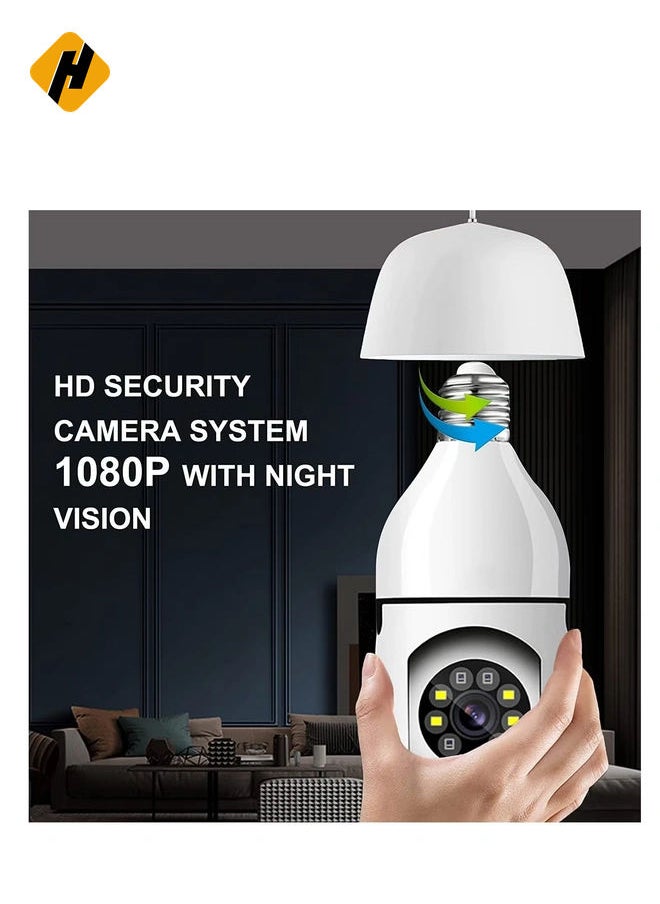 HuHa - 360 Degree Security Cameras Wireless Outdoor, 2.4GHz & 5G WiFi Light Bulb Camera, 1080p Wireless Cameras for Home Security, Indoor Security Camera System, Motion Detection, Two-Way Audio - Image 1