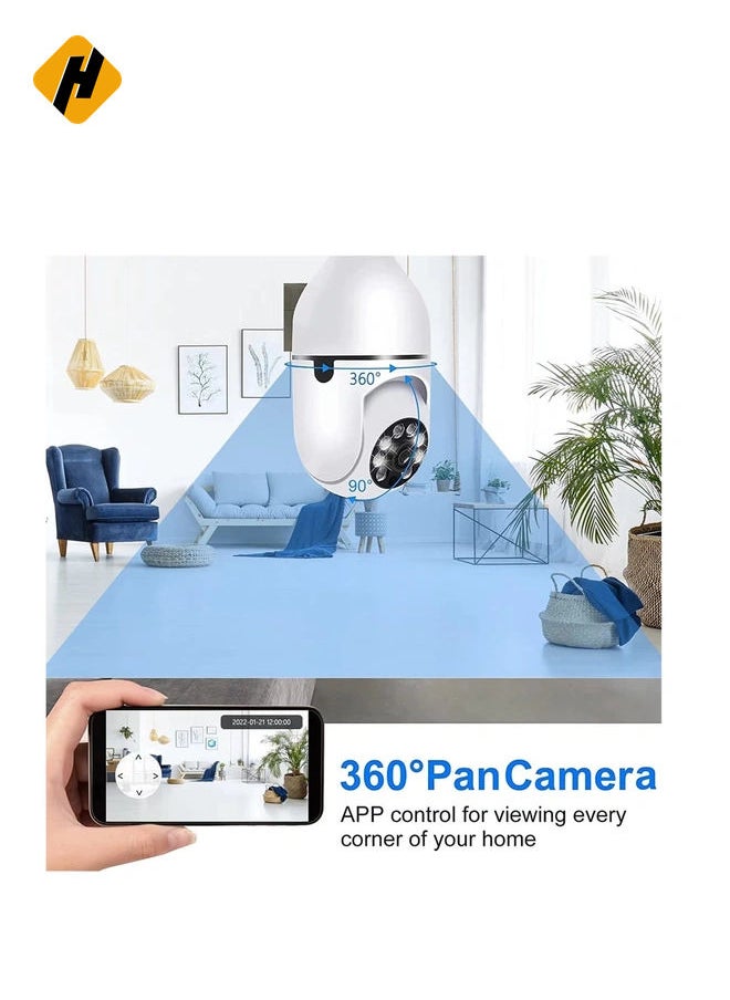 HuHa - 360 Degree Security Cameras Wireless Outdoor, 2.4GHz & 5G WiFi Light Bulb Camera, 1080p Wireless Cameras for Home Security, Indoor Security Camera System, Motion Detection, Two-Way Audio - Image 1