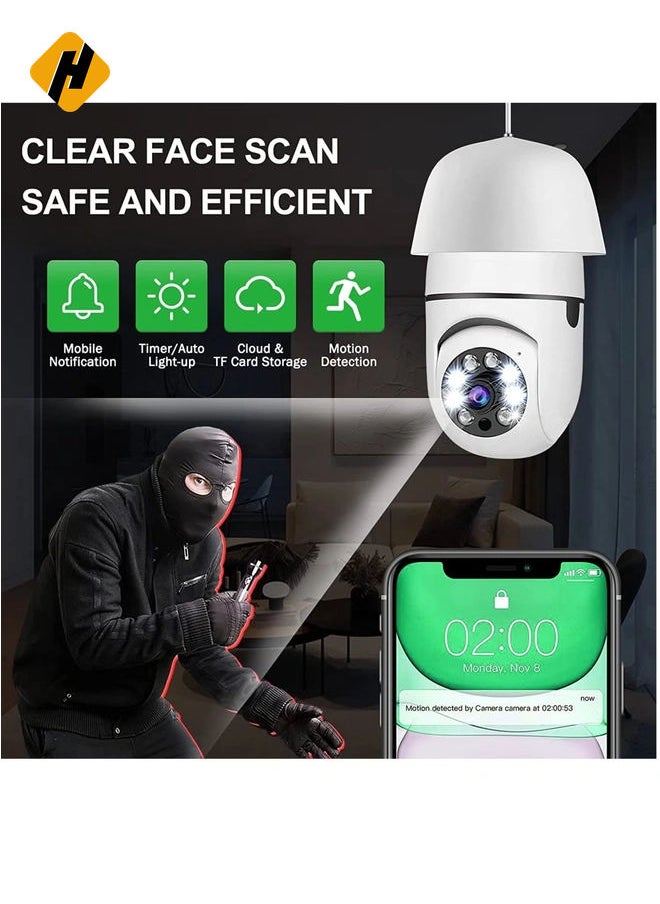 HuHa - 360 Degree Security Cameras Wireless Outdoor, 2.4GHz & 5G WiFi Light Bulb Camera, 1080p Wireless Cameras for Home Security, Indoor Security Camera System, Motion Detection, Two-Way Audio - Image 1