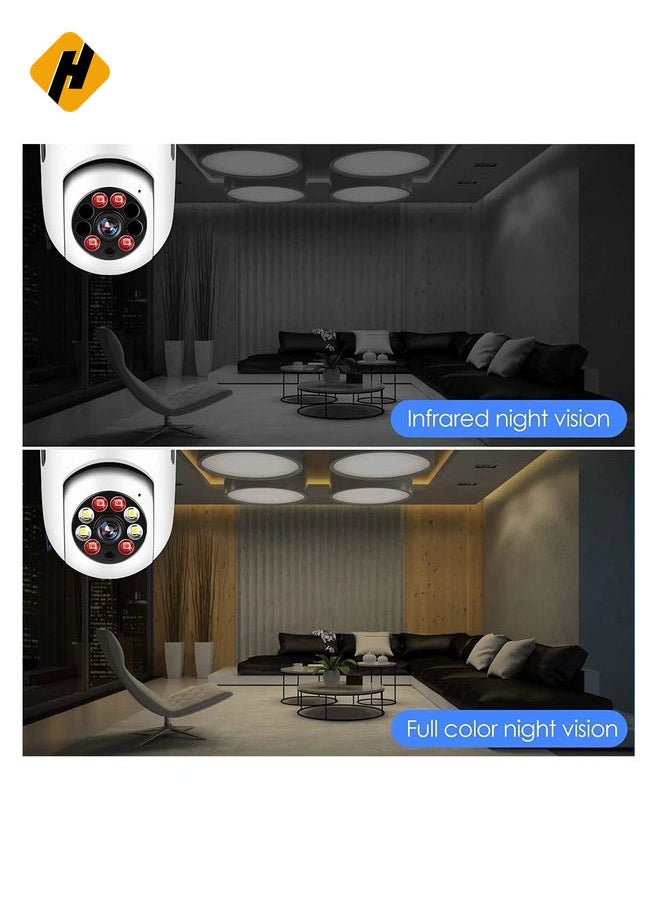HuHa - 360 Degree Security Cameras Wireless Outdoor, 2.4GHz & 5G WiFi Light Bulb Camera, 1080p Wireless Cameras for Home Security, Indoor Security Camera System, Motion Detection, Two-Way Audio - Image 1