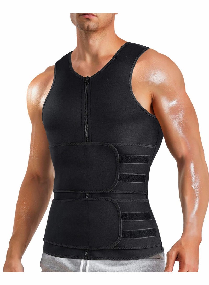 SYOSI Men Waist Trainer Vest, Sauna Vest for Men, Zipper Neoprene Sauna Sweat Suit Tank, Top Workout （ L ） - Image 1