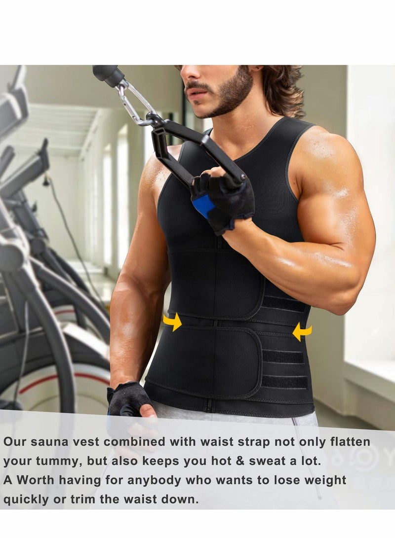SYOSI Men Waist Trainer Vest, Sauna Vest for Men, Zipper Neoprene Sauna Sweat Suit Tank, Top Workout （ L ） - Image 5