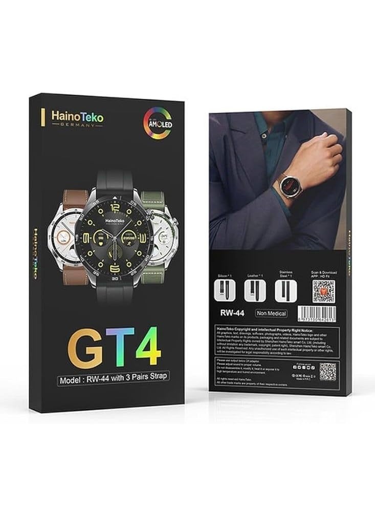 Haino Teko - Haino Teko GT4 RW-44 Smart Watch Compatible with Android Devices AMOLED Screen Black Color Water, Wet and Sweat Resistant Battery: 4 to 5 days with a capacity of 380 mAh - Image 1