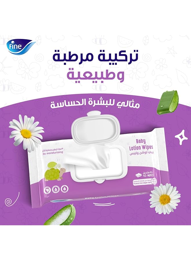 Fine Baby Lotion Wipes 72 Wipes - Image 3